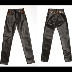 WRANGLER 80’s style black cheetah nylon Pants! Size 3 x 34 Waist 26”